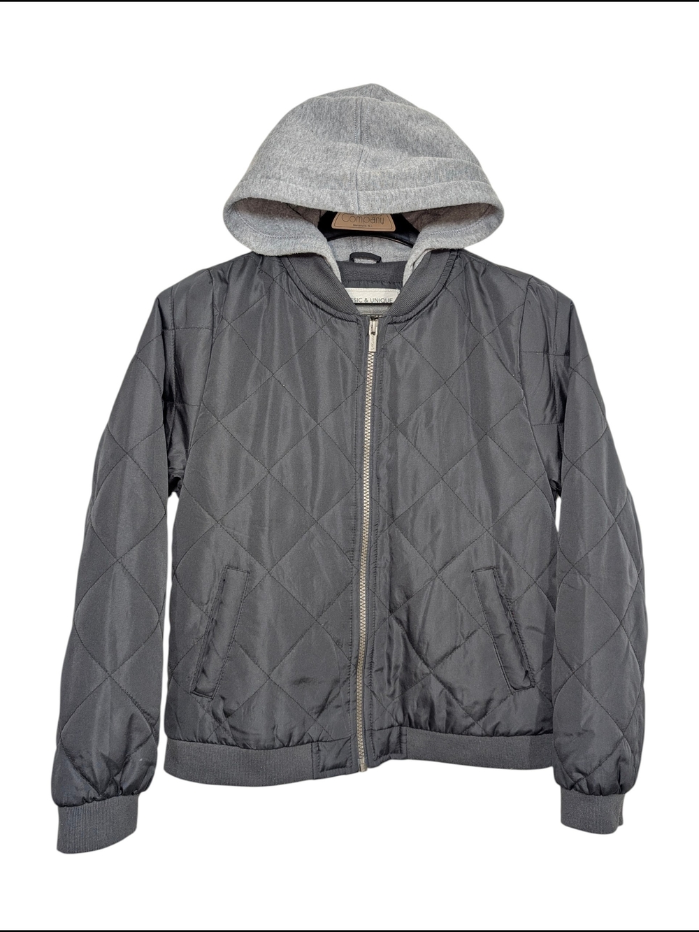 Carter's Kids 10 Gray Quilted Hooded Puffer Jacket Zup Up Fleece Lined